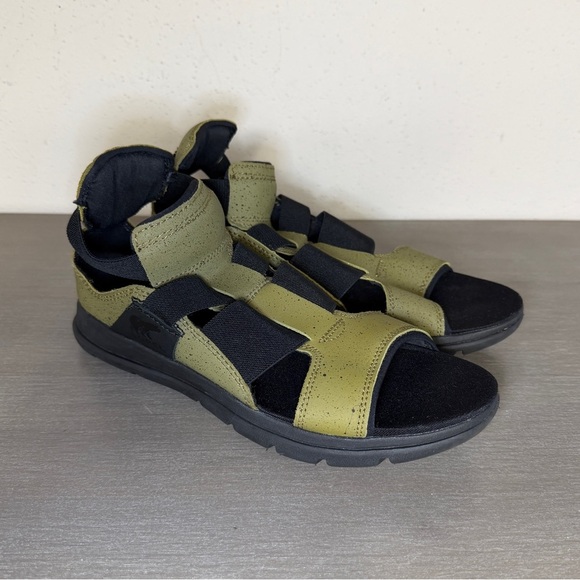 Sorel Shoes - Sorel Women’s Explorer Gladiator Green Leather Gore Elastic Stretch Sandal Sz 9